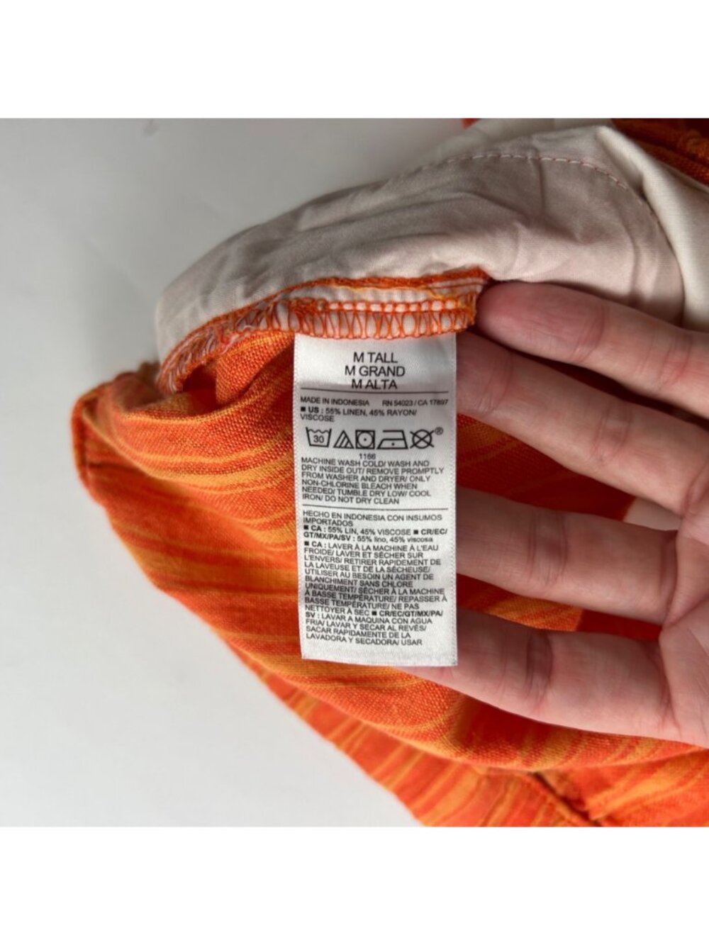 TALL Old Navy Orange Striped Linen Blend Wide Leg Lounge Pant MT - Picture 5 of 7